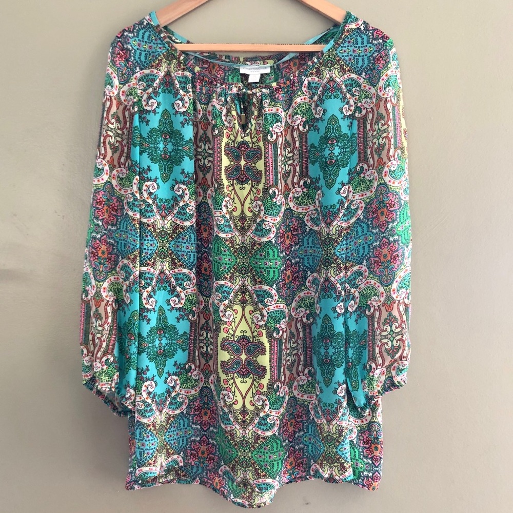 Charter Club 2X Paisley Colorful Like New Flow Top